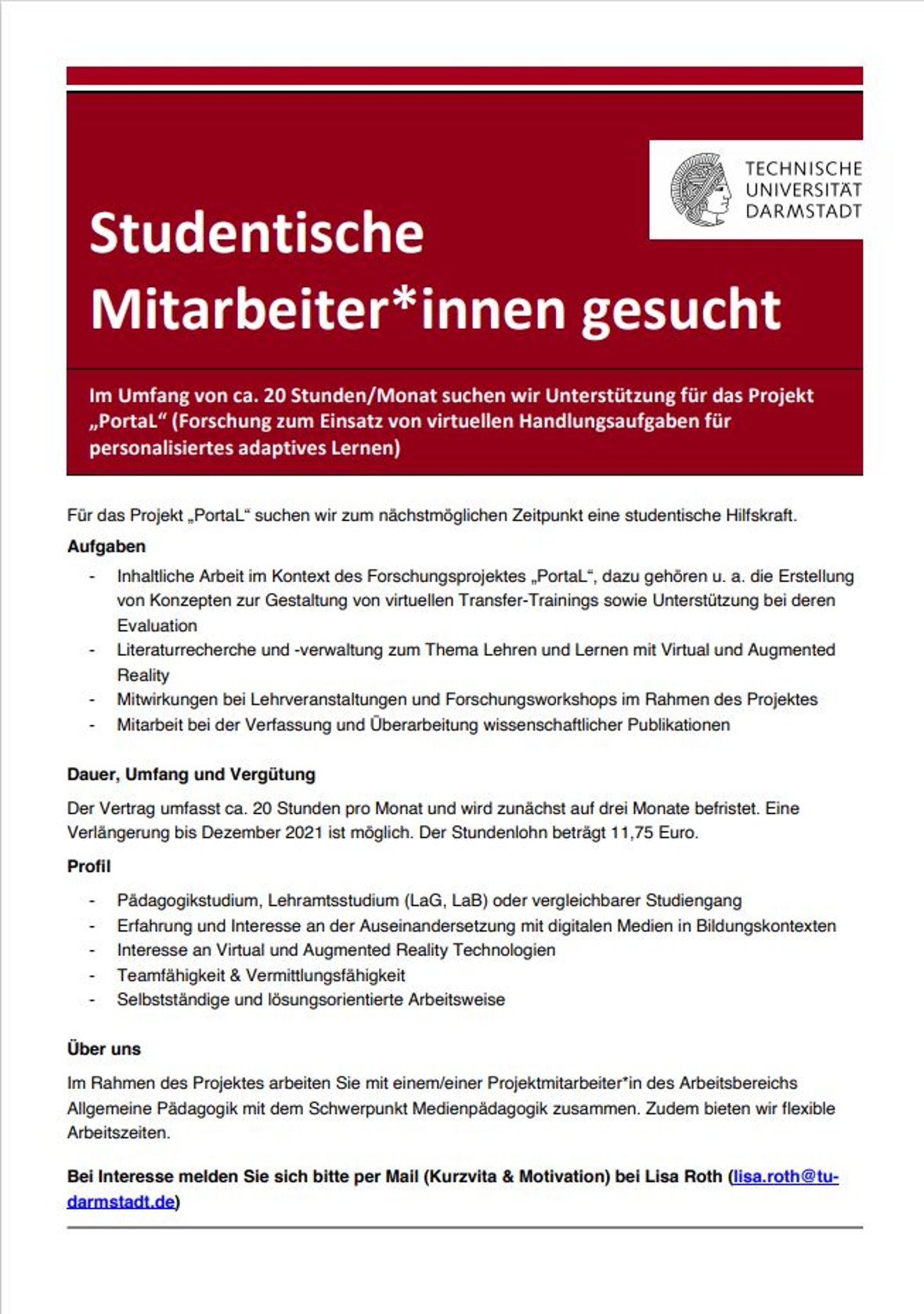 Studentische Mitarbeiter*innen gesucht – Medienpädagogik – TU Darmstadt